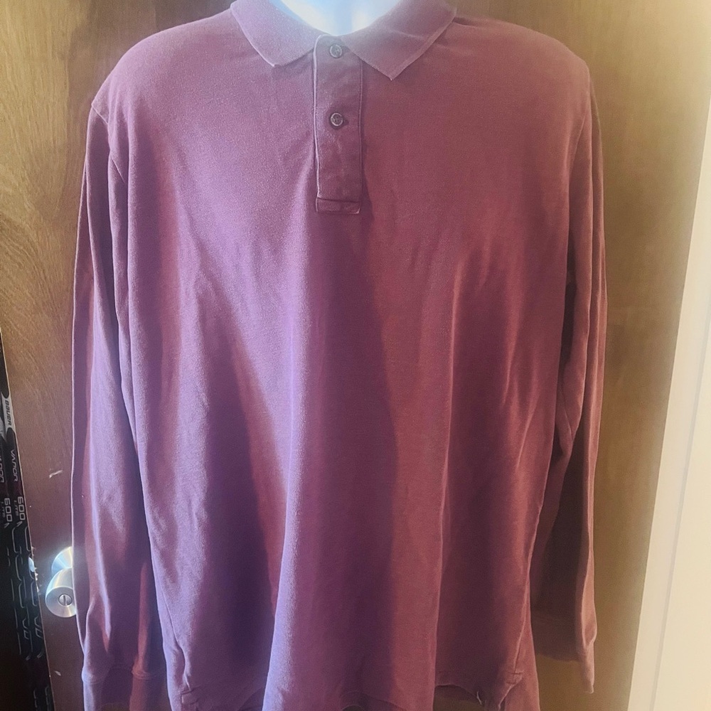 Eddie Bauer Polo Shirt Mens XL Tall XLT Maroon Long Sleeve